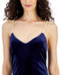 Фото #4 товара Women's Embellished-Strap Velvet Midi Dress