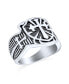 Religious Viking Shield Maltase Fleur De Lis Cross Signet Band Ring Oxidized Silver Tone Stainless Steel