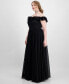 Фото #5 товара Trendy Plus Size Tulle-Trim Off-The-Shoulder Gown, Created for Macy's
