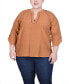 Фото #1 товара Plus Size Raglan Sleeve Split Neck Blouse