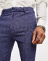 ASOS DESIGN wedding super skinny wool mix suit trousers in dark blue puppytooth