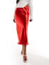 Фото #1 товара ASOS DESIGN high shine bias midi skirt in red