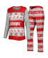 ფოტო #1 პროდუქტის Women's Scarlet Ohio State Buckeyes Ugly Long Sleeve T-shirt and Pajama Pants Sleep Set