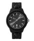 Men's Watch 3 Hand Date Quartz Fearless Black Silicone Strap Watch 43mm