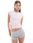 ASOS DESIGN baby tee with tie side waist with girl next door hotfix graphic in pink