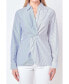 ფოტო #1 პროდუქტის Women's Striped Combo Twist Front Shirt