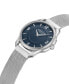 ფოტო #4 პროდუქტის Men's Quartz Classic Silver-Tone Stainless Steel and Blue Silicone Watch 42mm Gift Set, 2 Pieces