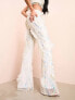 Фото #4 товара ASOS LUXE co-ord butterfly embellished trouser in white & silver