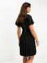 Фото #6 товара Closet London wrap front pleated midi skater dress in black