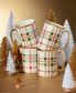 Holiday Plaid Gold-Trimmed Porcelain Mugs, Set Of 4