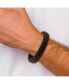 ფოტო #2 პროდუქტის Stainless Steel Brushed Brown Braided Leather Bracelet