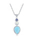 Фото #1 товара Sterling Silver Pearshaped Larimar with FWP and Tanzanite CZ Necklace