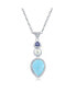 ფოტო #1 პროდუქტის Sterling Silver Pearshaped Larimar with FWP and Tanzanite CZ Necklace