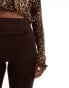 Miss Selfridge low rise deep fold over waistband flare legging in chocolate