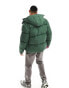 Фото #4 товара ASOS DESIGN shower resistant puffer jacket with detachable hood in forest green