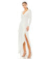 ფოტო #1 პროდუქტის Women's Ieena Sequined Faux Wrap Long Sleeve Gown