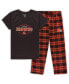Women's Brown, Orange Cleveland Browns Plus Size Badge T-shirt and Pants Sleep Set
