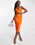 Rare London bandage cut out midi dress in orange Оранжевый, 32 - фото #1