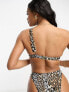 Фото #2 товара South Beach mix & match underwire one shoulder bikini top in leopard print