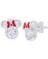 ფოტო #1 პროდუქტის Children's Cubic Zirconia & Enamel Minnie Mouse Stud Earrings in Sterling Silver