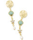 14k Gold-Plated Mixed Stone Shell & Starfish Linear Drop Earrings