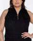 Black Label Plus Size Sleeveless Quarter Zip Sweater