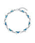 Nautical Seahorse Blue Created Opal Charm Link Bracelet For Women .925 Sterling Silver