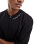 Фото #2 товара ADPT oversized heavyweight zip up t-shirt with collar print in black