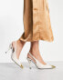 ASOS DESIGN Scandal toe cap slingback mid shoes in off white