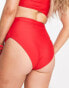 Фото #3 товара The Frolic Maternity lunan ruched channel tie detail high waist bikini bottom in red