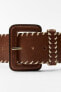 Topstitched leather belt