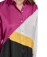 Women's Colorblocked Satin Button-Front Top