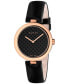 ფოტო #1 პროდუქტის Women's Swiss Diamantissima Black Leather Strap Watch 32mm YA141401