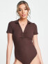 Фото #3 товара New Look button through ruched front vest in brown