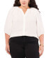 Фото #1 товара Plus Size Raglan Balloon-Sleeve Split-Neck Top