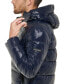 Фото #4 товара Men's High Shine Hooded Puffer Jacket