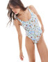 Фото #1 товара ASOS DESIGN scoop neck swimsuit with low back in western print