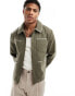 Фото #1 товара ASOS DESIGN wool look harrington jacket with blanket stitch in khaki