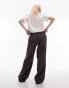 Topshop petite linen low rise draw cord waist straight leg trouser in charcoal Черный, 44 - фото #4