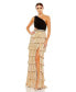 ფოტო #1 პროდუქტის Women's Ieena Metallic One Shoulder Ruffle Tiered Gown