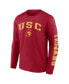 Фото #3 товара Men's Cardinal USC Trojans Distressed Arch Over Logo Long Sleeve T-shirt