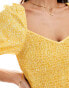 Фото #3 товара Wednesday's Girl shirred bust detail puff sleeve playsuit in yellow