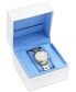 ფოტო #5 პროდუქტის Women's Elise Swiss Tri-Time Stainless Steel Bracelet Watch 33mm