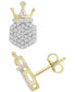 ფოტო #1 პროდუქტის Men's Diamond Crown Cluster Stud Earrings (1/4 ct. t.w.) in 10k Gold