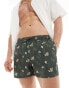 ASOS DESIGN swim shorts in short length in dark floral print Черный, 2XS - W28 - фото #1