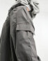 Фото #2 товара ONLY wide leg cargo trousers in dark grey