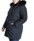 ფოტო #3 პროდუქტის Women's Plus Size Belted Faux-Fur-Trim Hooded Puffer Coat