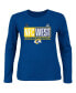 Фото #1 товара Women's Royal Los Angeles Rams 2021 NFC West Division Champions Plus Size Blocked Favorite Long Sleeve Scoop Neck T-shirt