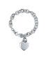 ფოტო #1 პროდუქტის Solid Link Heart Shape Tag Charm Bracelet 8 Inch For Women Teens .925 Sterling Silver Made in Italy