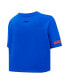 Women's Blue New York Rangers Boxy Script Tail Cropped T-shirt